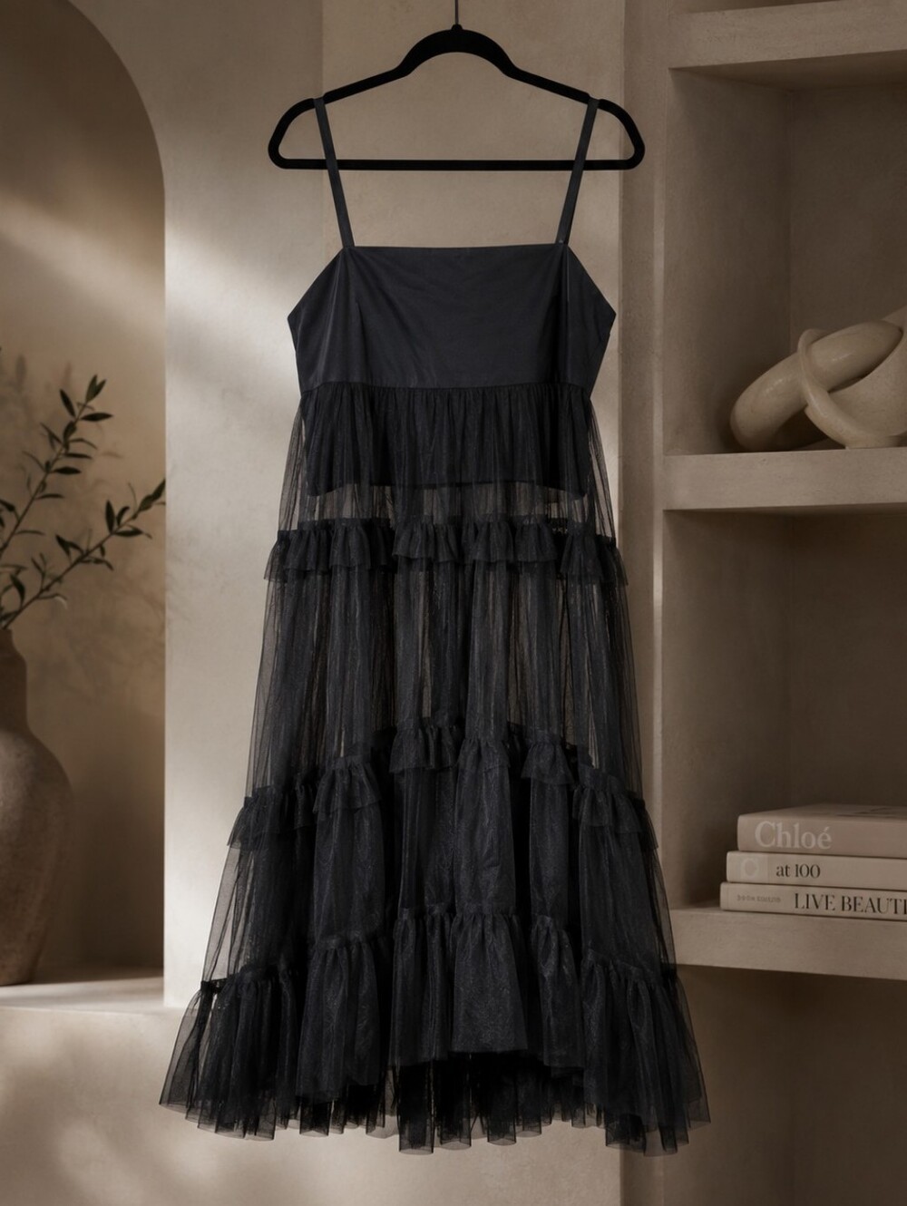 Anthropologie Maeve Black Sheer Tiered Tulle Dress | XS - Picture 3 of 9